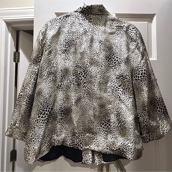 SILKLAND Leopard Silk Blazer 100% silk zippered jacket Size 2X - Picture 5 of 5